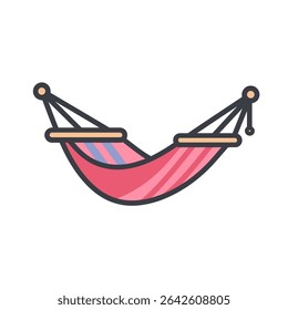Red hammock sways gently in graphic icon image design