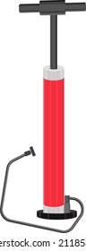 Red hand airpump, illustration, vector on a white background.