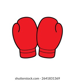 Red hand boxers glovers vector art illustration