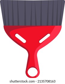 Red hand broom, illustration, vector on a white background.