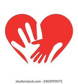 día de la mano roja con vector de manos aislado