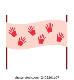 red hand day illustration of hands on signboard vector isolated