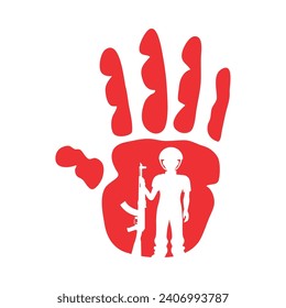 red hand day isolated illustration