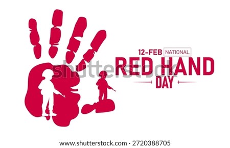 Red Hand Day Poster Banner and Background Design Template Raising Awareness Against the Use of Child Soldiers, Promoting Peace, Human Rights, and Child Protection Campaigns