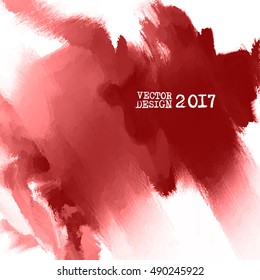 Red Hand drawn abstract grunge shape. Blood Decoration usable as banner, cards, posters, label, logo, badge design. Wallpaper with empty space for your text. Brush design element. Vector illustration.