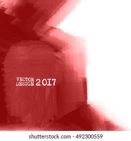 Red Hand drawn abstract grunge shape. Blood Decoration usable as banner, cards, posters, label, logo, badge design. Wallpaper with empty space for your text. Brush design element. Vector illustration.
