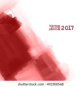 Red Hand drawn abstract grunge shape. Blood Decoration usable as banner, cards, posters, label, logo, badge design. Wallpaper with empty space for your text. Brush design element. Vector illustration.