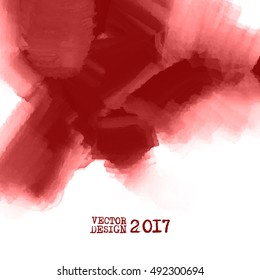 Red Hand drawn abstract grunge shape. Blood Decoration usable as banner, cards, posters, label, logo, badge design. Wallpaper with empty space for your text. Brush design element. Vector illustration.