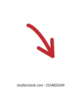 Red hand drawn arrow element vector. Collection of doodle arrows, lines, symbol, pointing mark, shapes on white background. Simple icon illustration for education, decoration, map.