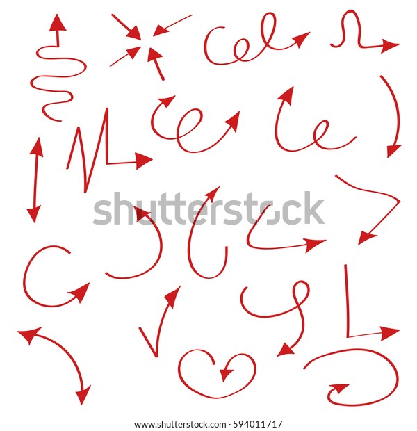 Red Hand Drawn Arrow Set Stock Vector (Royalty Free) 594011717