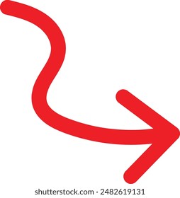 Símbolo de flecha dibujado a mano rojo. Icono de flecha boceto Diseño gráfico para la educación y el uso empresarial.	
