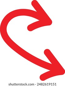 Símbolo de flecha dibujado a mano rojo. Icono de flecha boceto Diseño gráfico para la educación y el uso empresarial.	
