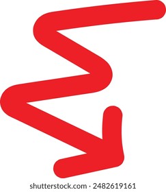Red Hand drawn arrow symbol. Arrow icon sketch graphic design for education and business use.	
