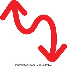 Símbolo de flecha dibujado a mano rojo. Icono de flecha boceto Diseño gráfico para la educación y el uso empresarial.	
