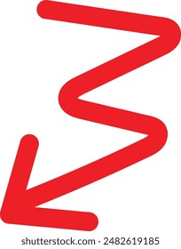 Red Hand drawn arrow symbol. Arrow icon sketch graphic design for education and business use.	
