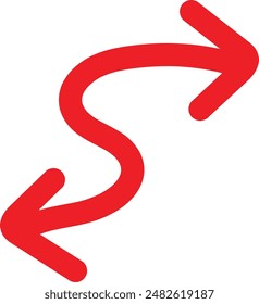 Símbolo de flecha dibujado a mano rojo. Icono de flecha boceto Diseño gráfico para la educación y el uso empresarial.	
