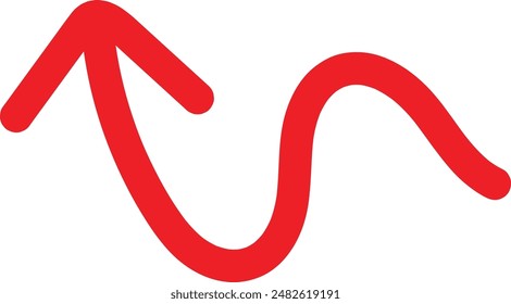 Símbolo de flecha dibujado a mano rojo. Icono de flecha boceto Diseño gráfico para la educación y el uso empresarial.	
