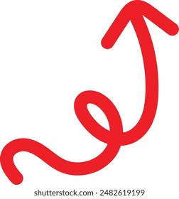 Símbolo de flecha dibujado a mano rojo. Icono de flecha boceto Diseño gráfico para la educación y el uso empresarial.	
