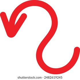 Red Hand drawn arrow symbol. Arrow icon sketch graphic design for education and business use.	
