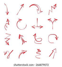 red hand drawn arrows, vector arrows