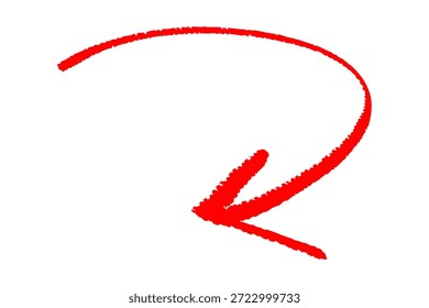 Pincel rojo dibujado a mano Flecha izquierda curva para el icono de resaltado y atención