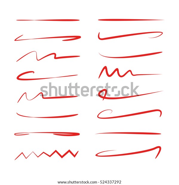 赤い手書きのブラシ線 下線テキスト用の落書き線 のベクター画像素材 ロイヤリティフリー