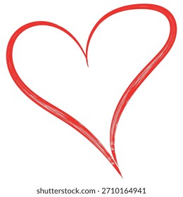 Red hand drawn brush stroke heart icon vector illustration
