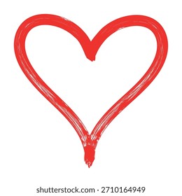 Red hand drawn brush stroke heart icon vector illustration