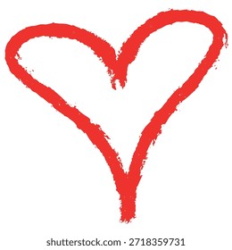 Red hand drawn brush stroke heart icon vector illustration