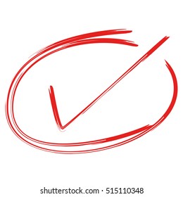 red hand drawn check mark