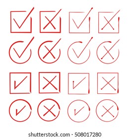 red hand drawn check tick