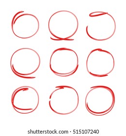 red hand drawn circle highlighter for marking text