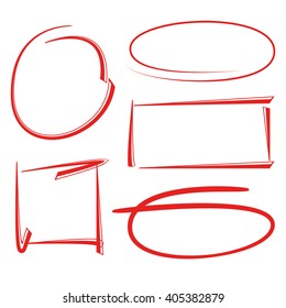 red hand drawn circle highlighters, rectangle highlighters