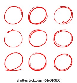 red hand drawn circle highlighters for marking text