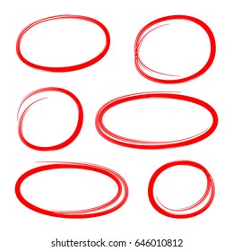 Red Hand Drawn Circle Highlighters For Marking Text