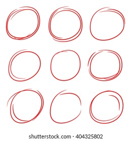 Red Hand Drawn Circle Marker Set