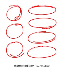 red hand drawn circle set for marking text