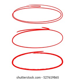 red hand drawn circle set for marking text