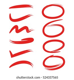 red hand drawn circles and brush lines