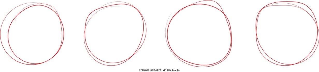 red hand drawn circles, vector eps 10.