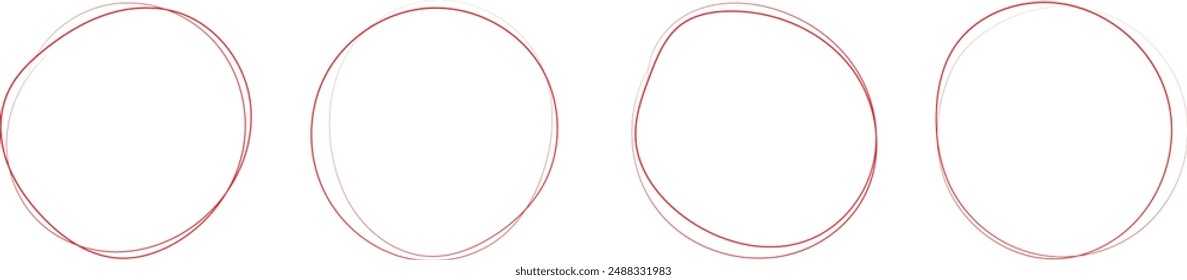 red hand drawn circles, vector eps 10.