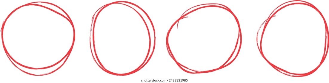 red hand drawn circles, vector eps 10.