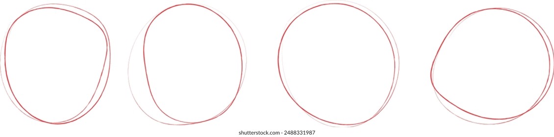 red hand drawn circles, vector eps 10.