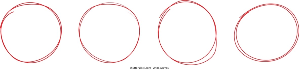 red hand drawn circles, vector eps 10.