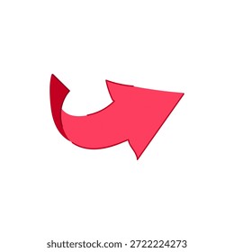 Flecha de doodle dibujada a mano roja que indica dirección, movimiento o énfasis, útil para navegación, resaltados o Elementos de diseño casuales sobre un fondo aislado blanco