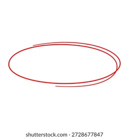 Red Hand Drawn Doodle Oval. Realçar Ilustração de Vetor de Elemento