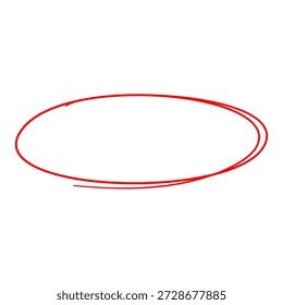 Red Hand Drawn Doodle Oval. Highlight Element Vector Illustration