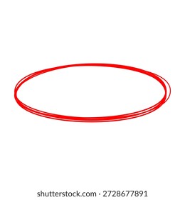 Red Hand Drawn Doodle Oval. Realçar Ilustração de Vetor de Elemento