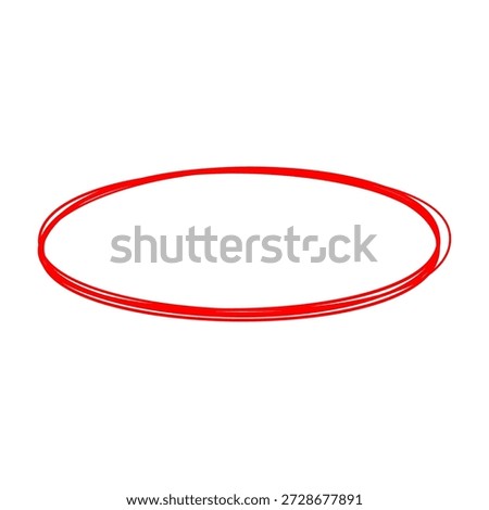 Red Hand Drawn Doodle Oval. Highlight Element Vector Illustration