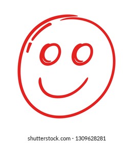 red hand drawn emoticon
